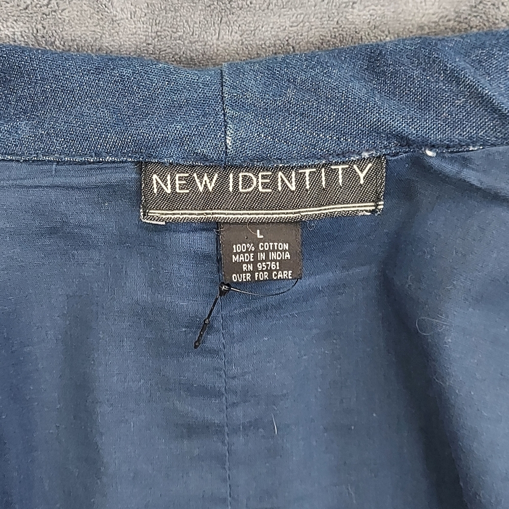 New Identity Cropped Denim Jacket With Embroidery, Women's L, Blue - Picture 7 of 12
